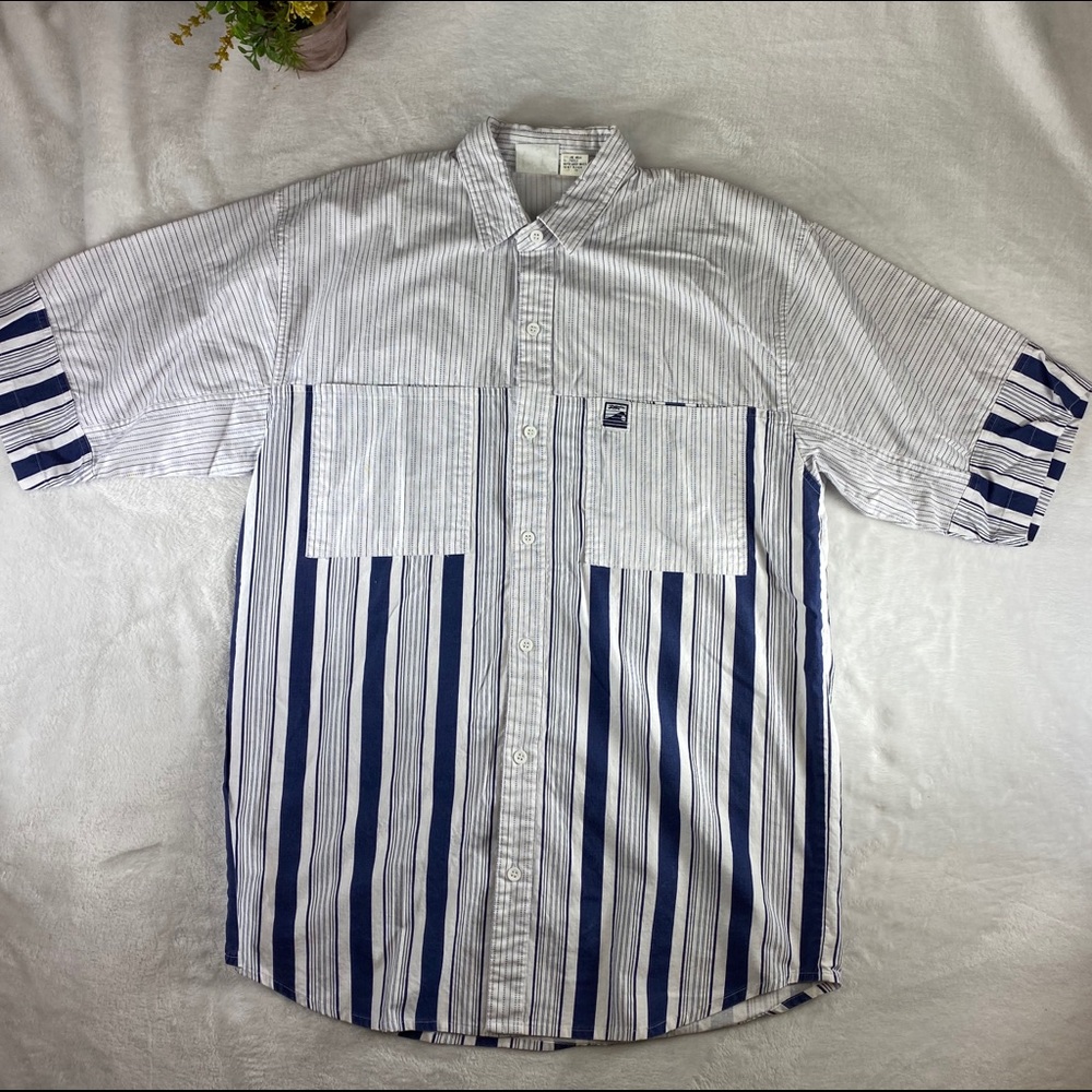 Vintage Zeppelin Mens Button Front Striped Shirt